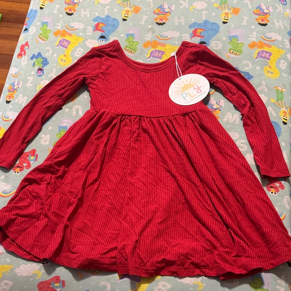 Little Sleepies Long-Sleeve Red Ribbed Dress